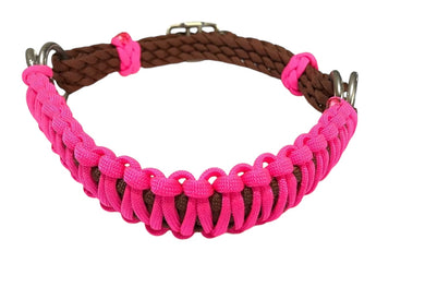 Hot pink side pull hackamore  bitless attachment.... with black or  brown chinstrap...all sizes