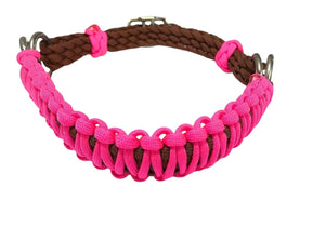 Hot pink side pull hackamore  bitless attachment.... with black or  brown chinstrap...all sizes