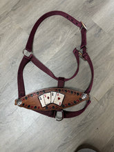 Poker Cards  bronc noseband burgundy nylon horse halter