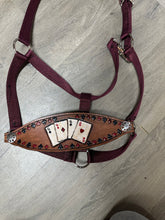Poker Cards  bronc noseband burgundy nylon horse halter