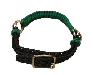 Kelly green side pull hackamore  bitless attachment.... with black or  brown chinstrap...all sizes