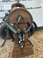Teal and Black leather tack set
