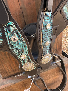 Teal and Black leather tack set