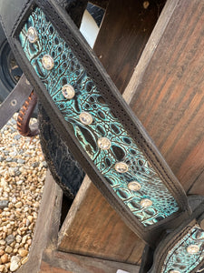 Teal and Black leather tack set
