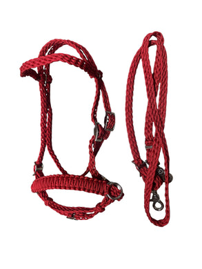 Complete Bitless bridle pony side pull hackamore with reins in red