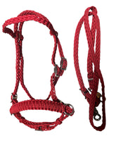 Complete Bitless bridle pony side pull hackamore with reins in red