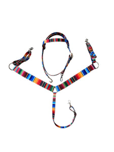 Serape tack set breast collar nylon horse size with browband headstall