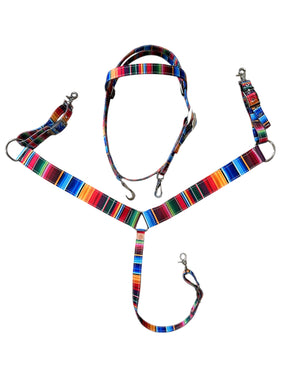 Serape tack set breast collar nylon horse size with browband headstall