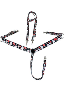 Vegas gambler  print  tack set breast collar nylon horse size
