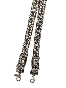 Cow print Barrel Reins, Round with grip knots...You choose color and length