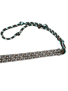 Cow print Barrel Reins, Round with grip knots...You choose color and length