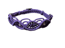 Beaded Macrame side pull hackamore  bitless attachment lilac with rose quartz , all sizes.