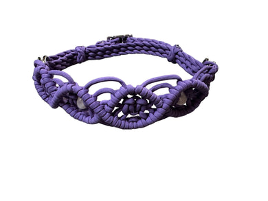 Beaded Macrame side pull hackamore  bitless attachment lilac with rose quartz , all sizes.