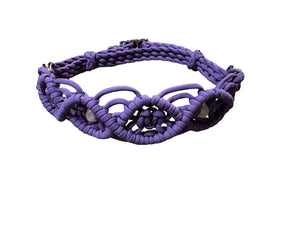 Beaded Macrame side pull hackamore  bitless attachment lilac with rose quartz , all sizes.