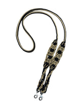 8' Fancy  braided beaded black and gold  loop reins with gold beads