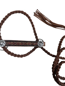 cow halter small mini cow or calf brown with tooled noseband