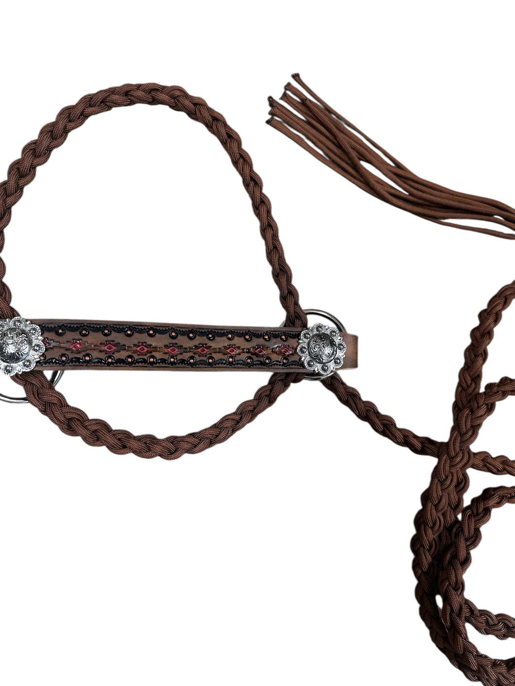 cow halter small mini cow or calf brown with tooled noseband