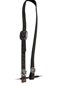 Hand painted and tooled  leather Headstall horse size