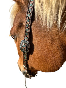 Hand painted and tooled  leather Headstall horse size