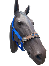 PERSONALIZED   nylon horse halter blue.