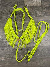 Neon Yellow Fringe horse tack set,  (fringe breast collar, reins, and bridle).