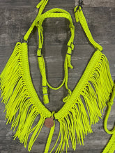 Neon Yellow Fringe horse tack set,  (fringe breast collar, reins, and bridle).
