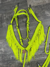 Neon Yellow Fringe horse tack set,  (fringe breast collar, reins, and bridle).
