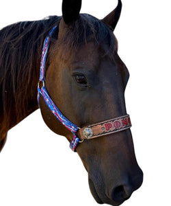 PERSONALIZED patriotic print nylon horse halter.