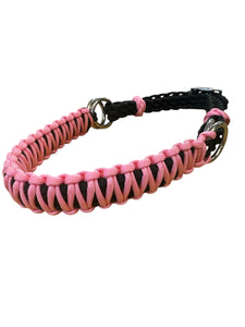 Light pink side pull hackamore  bitless attachment.... with black or  brown chinstrap...all sizes.