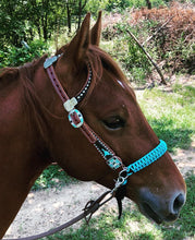 Green turquoise side pull hackamore  bitless attachment.... with black or  brown chinstrap...all sizes