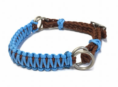 Light blue side pull hackamore  bitless attachment.... with black or  brown chinstrap...all sizes