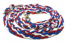 Red white and blue Barrel Reins, Round with grip knots