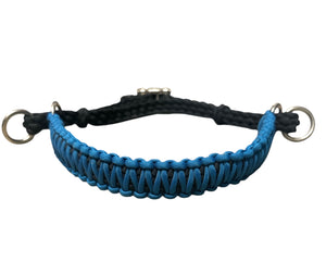 Carribean blue side pull hackamore with a whoa bitless attachment.... with black or  brown chinstrap...all sizes