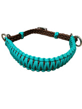 side pull hackamore "with a whoa" bitless attachment....  green turquoise with brown or black chinstrap...all sizes