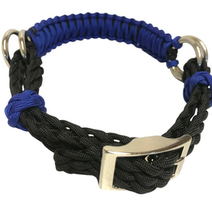 electric blue side pull hackamore  bitless attachment.... with black or brown chinstrap...all sizes