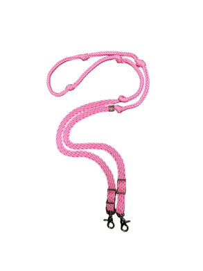 Light pink barrel reins with grip knots