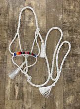 White serape Braided mule tape horse halter with flat noseband