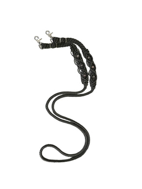 8' Fancy  braided loop reins black with amethyst