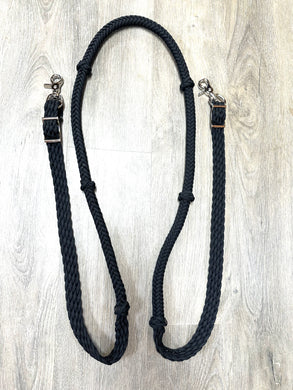 Stiff loop cable Barrel Reins with grip knots...You choose color and length