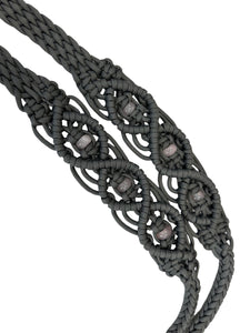 8' Fancy  braided loop reins black with amethyst