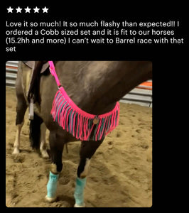 Hot Pink and light Teal Tack set with barrel reins …. All sizes.