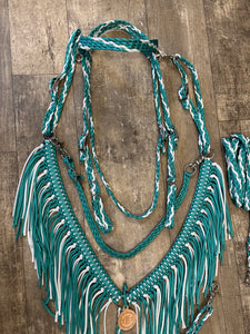 Fringe horse tack set,  (fringe breast collar, wither strap, reins, and bridle)
