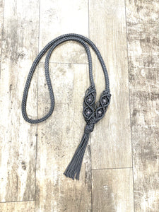 Neck Rope with rose quartz and macrame