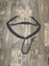 Gemstone fancy macrame  breast collar with matching bridle, wither strap, and barrel reins