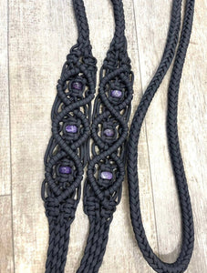 Black Beaded Browband Headstall with a fancy braided browband with matching reins....all sizes.
