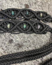 complete Bitless bridle side pull hackamore in baroque style with Indian agate gemstones and matching split reins
