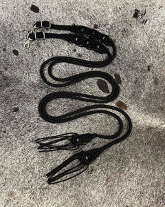 complete Bitless bridle side pull hackamore in baroque style with Indian agate gemstones and matching split reins