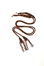 Fancy braided split reins in chocolate brown with beading...beautiful yet practical