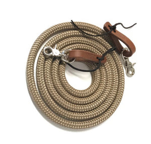 Yacht rope reins with leather water loops 8'