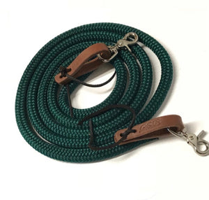 Yacht rope reins with leather water loops 8'